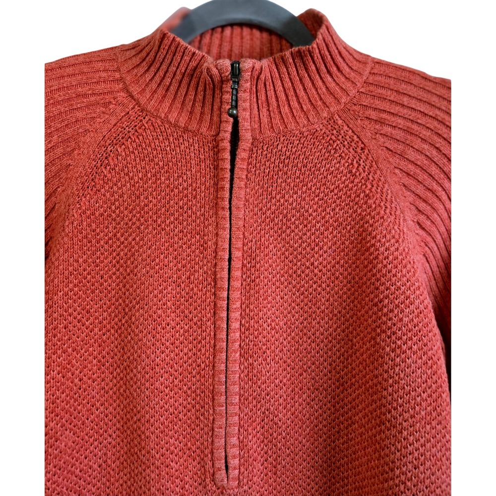 Woolrich Womens M Classic Bittersweet Orange Ramie Cotton Quarter Zip Sweater - Picture 3 of 10